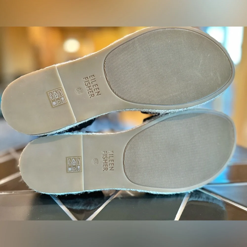 Eileen Fisher Black Mews Espadrille Sandals, New Without Box, Size 6 1/2
